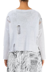 Distressed Detail White Linen Jumper 2