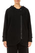 Hooded Black Plush Wool Cotton Zip Jacket 1