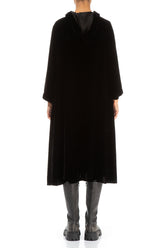 Hooded Black Silk Velvet Dress 2