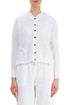 Hooded Boxy White Linen Cardigan 1