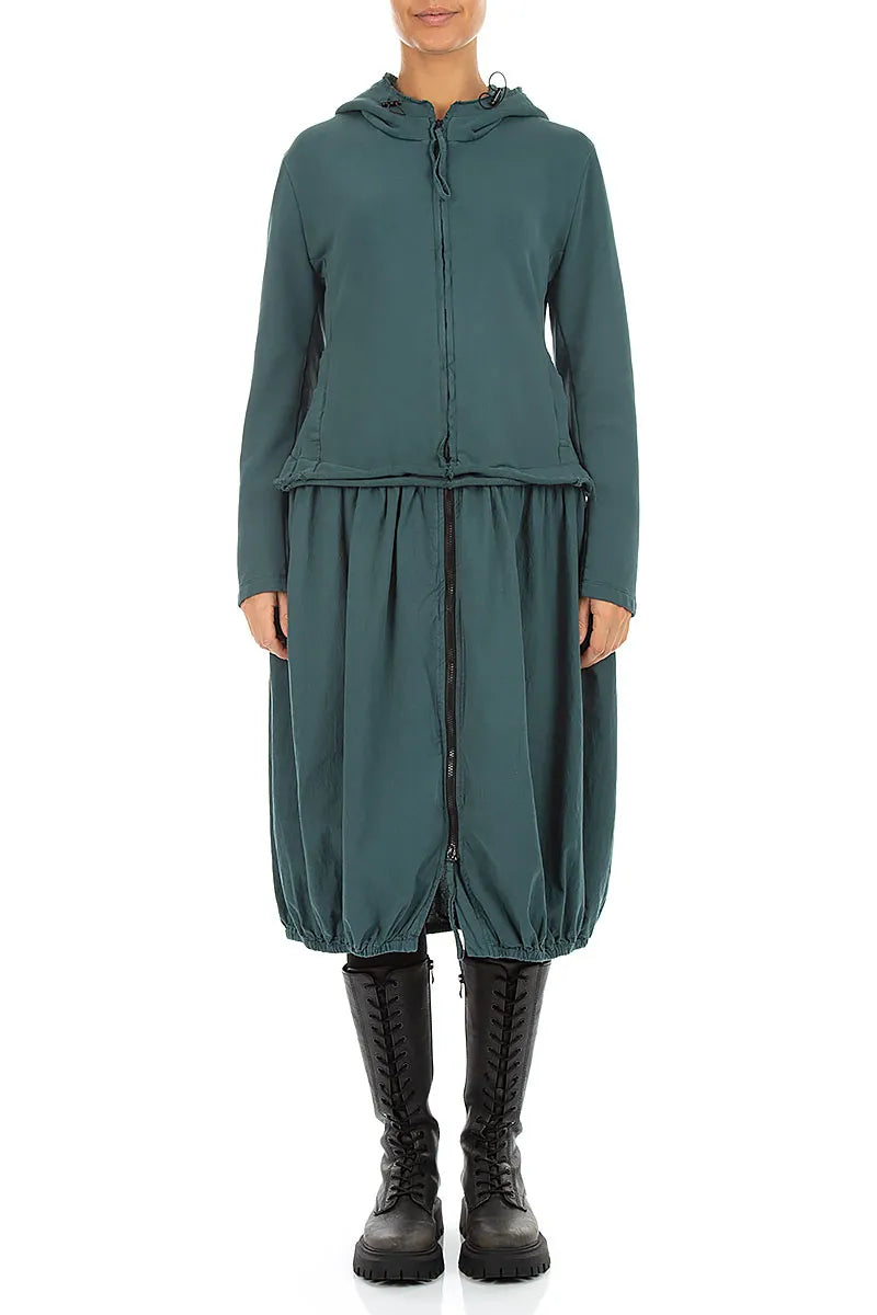 Robe-veste à capuche en Coton Turquoise profond