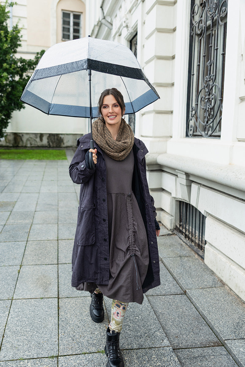 Hooded Graphite Silver Cotton Coat 6