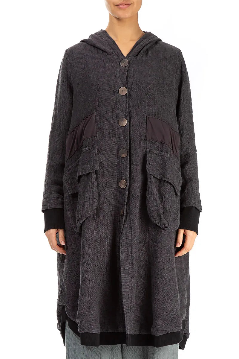 Veste en lin mélangé grise à capuche