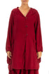 Hooded Large Pockets Dark Red Linen Jacket 1