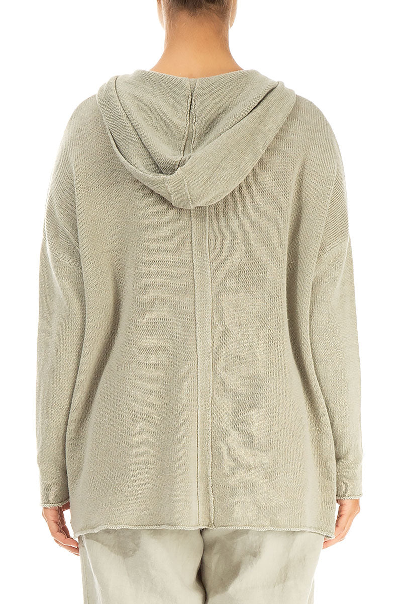 Hooded Laurel Green Linen Cardigan 2