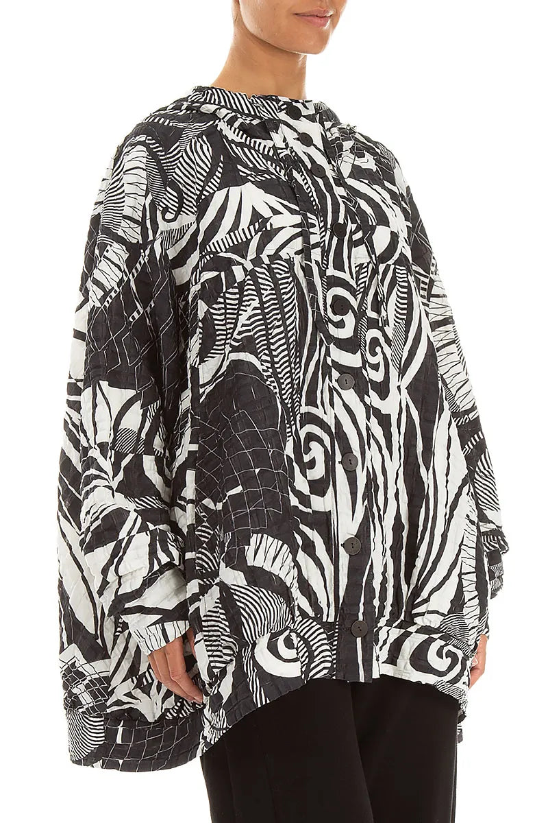 Hooded Loose Orbit Checkered Linen Cotton Jacket 3