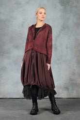 Hooded Merlot Alabaster Cotton Jacket Dress 6