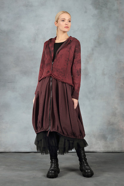 Hooded Merlot Alabaster Cotton Jacket Dress 6