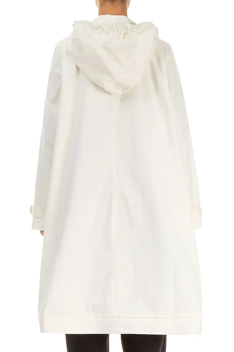 Manteau à capuche en coton blanc cassé