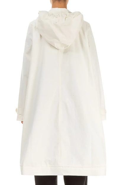 Manteau à capuche en coton blanc cassé