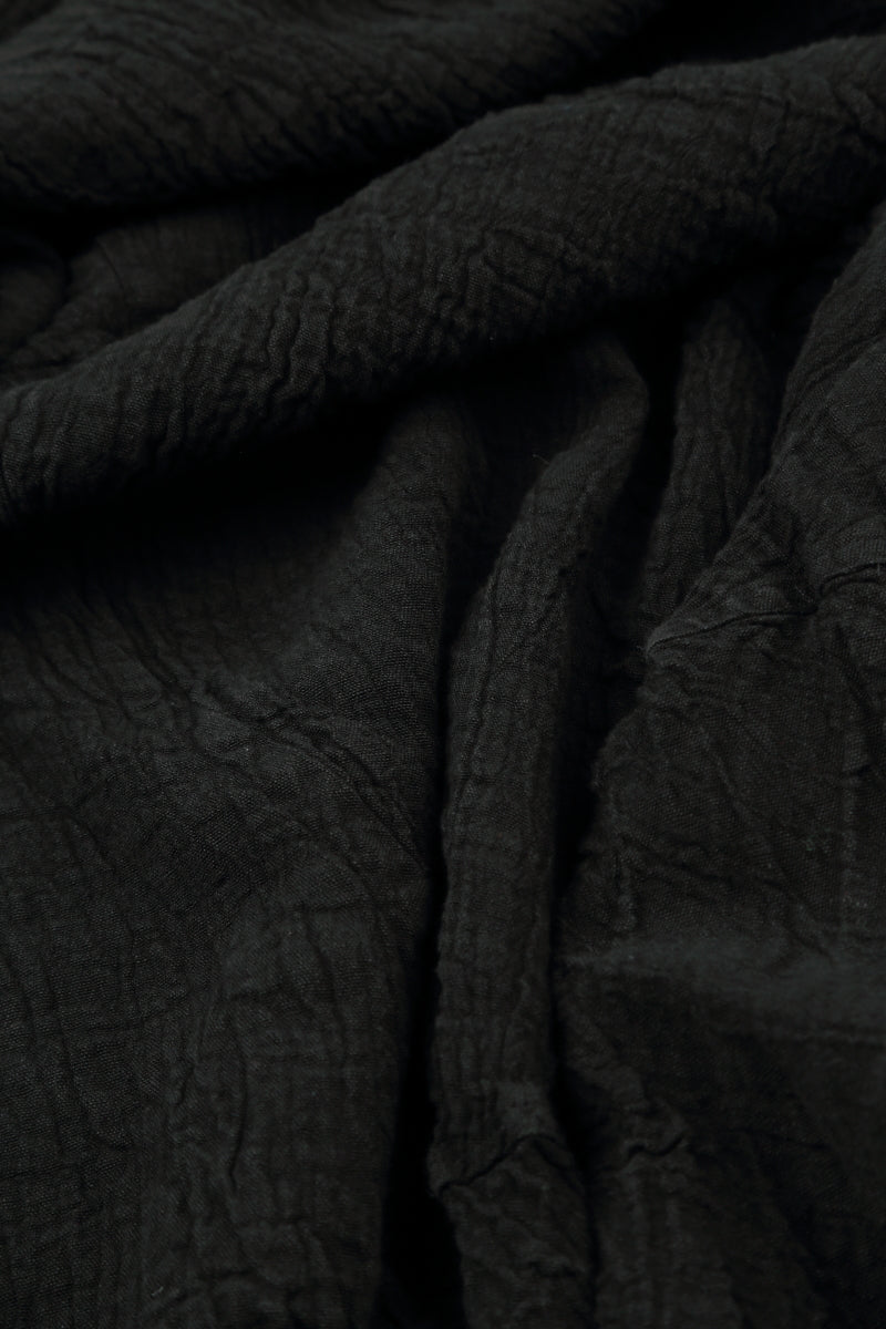 Hooded Oversized Black Linen Viscose Jacket 5