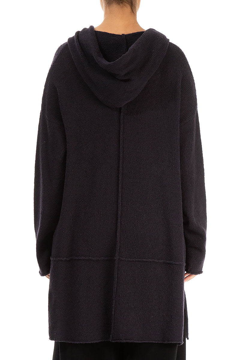 Hooded Purple Wool Cardigan 2