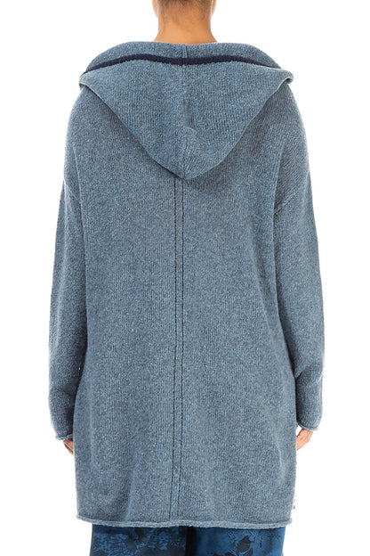 Hooded Sky Blue Wool Sweater 2