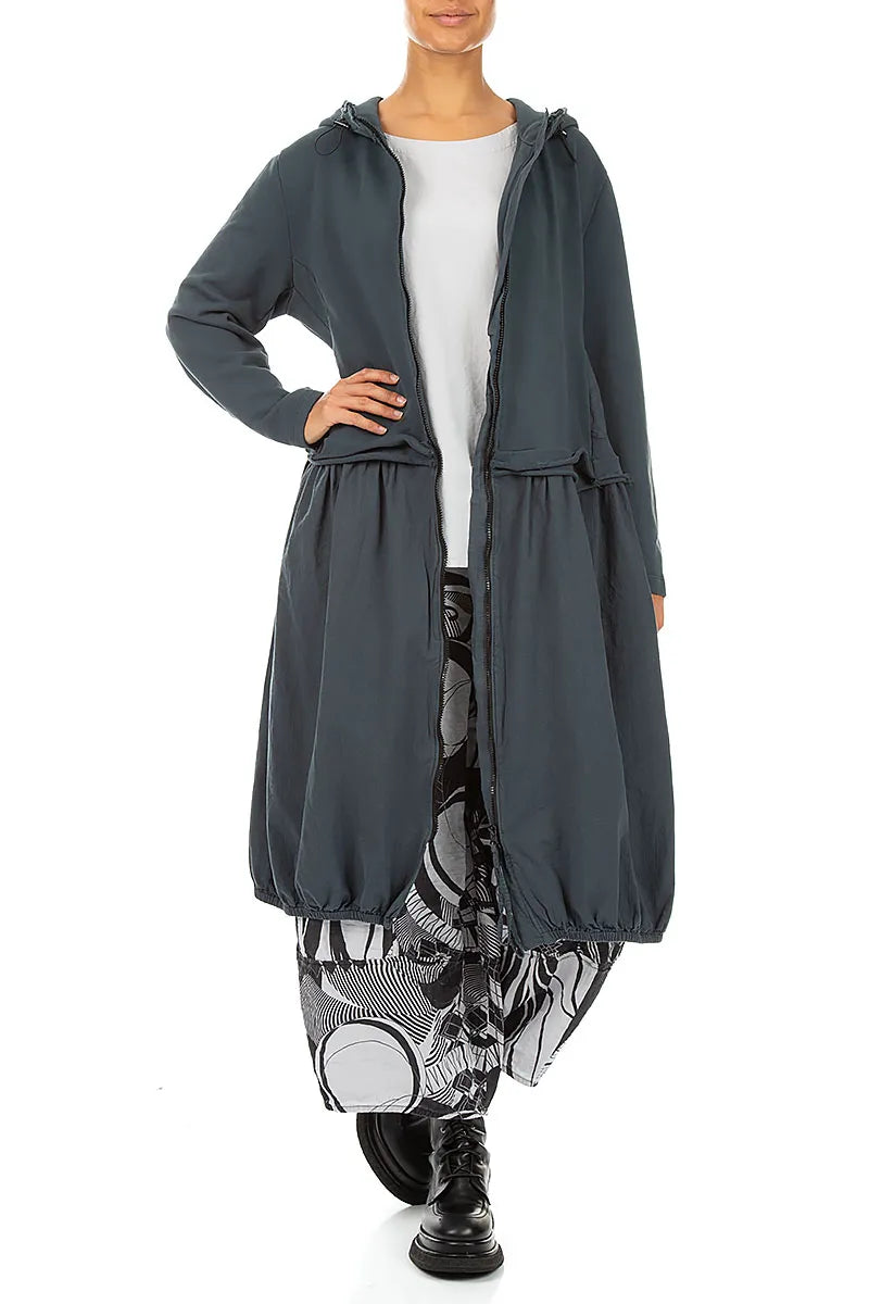 Hooded Slate Cotton Jacket Dress 5