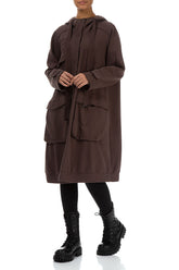 Hooded Three Pockets Pepper Brown Cotton Jacket 4