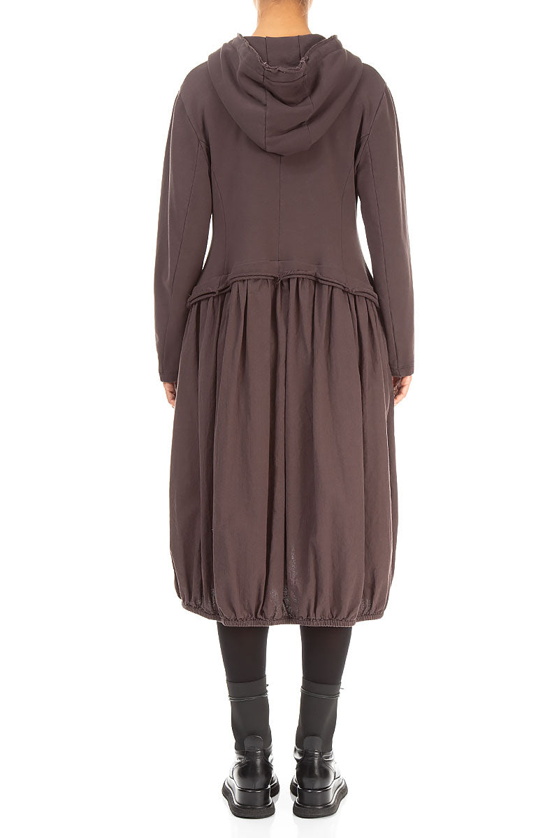 Hooded Truffle Brown Cotton Jacket Dress 2