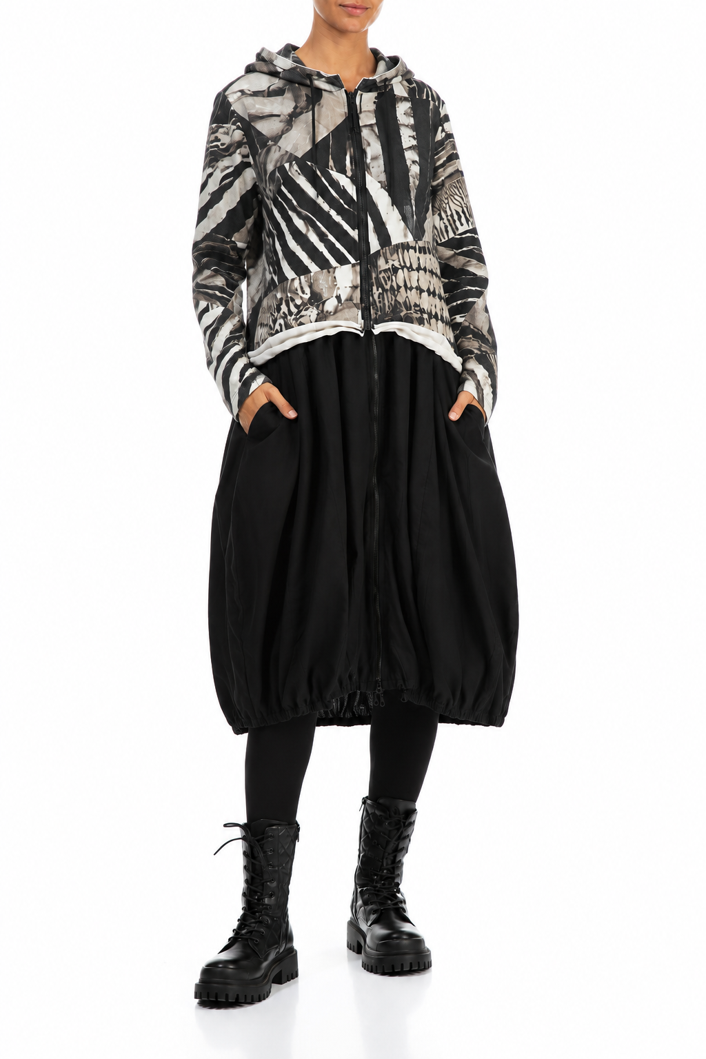 Hooded Wild Ink Cotton Jacket Dress 4
