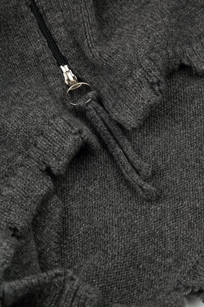 Hooded Zips Grey Merino Wool Cardigan 5