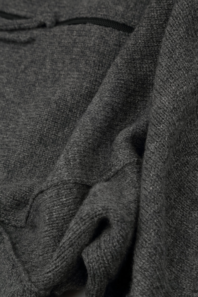 Hooded Zips Grey Merino Wool Cardigan 6