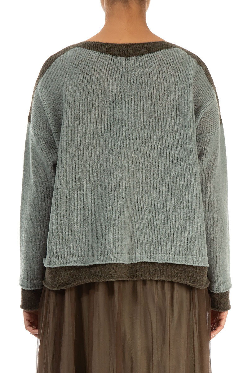 Khaki Edge Pistachio Wool Cardigan 2
