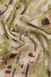 Khaki Retro Silk Cotton Scarf 4