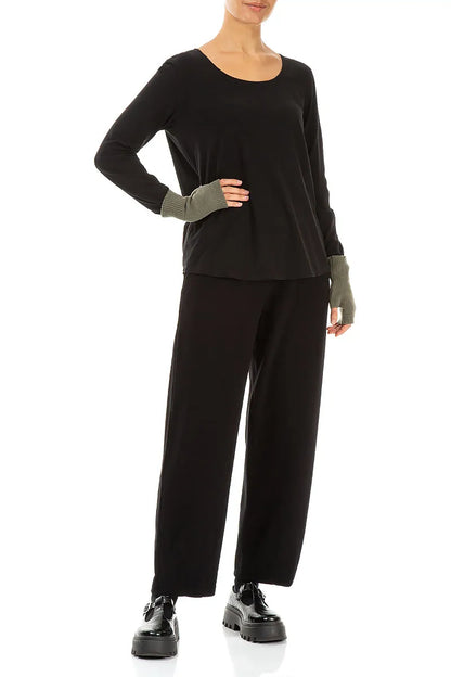 Khaki Soft Wool Arm Warmers