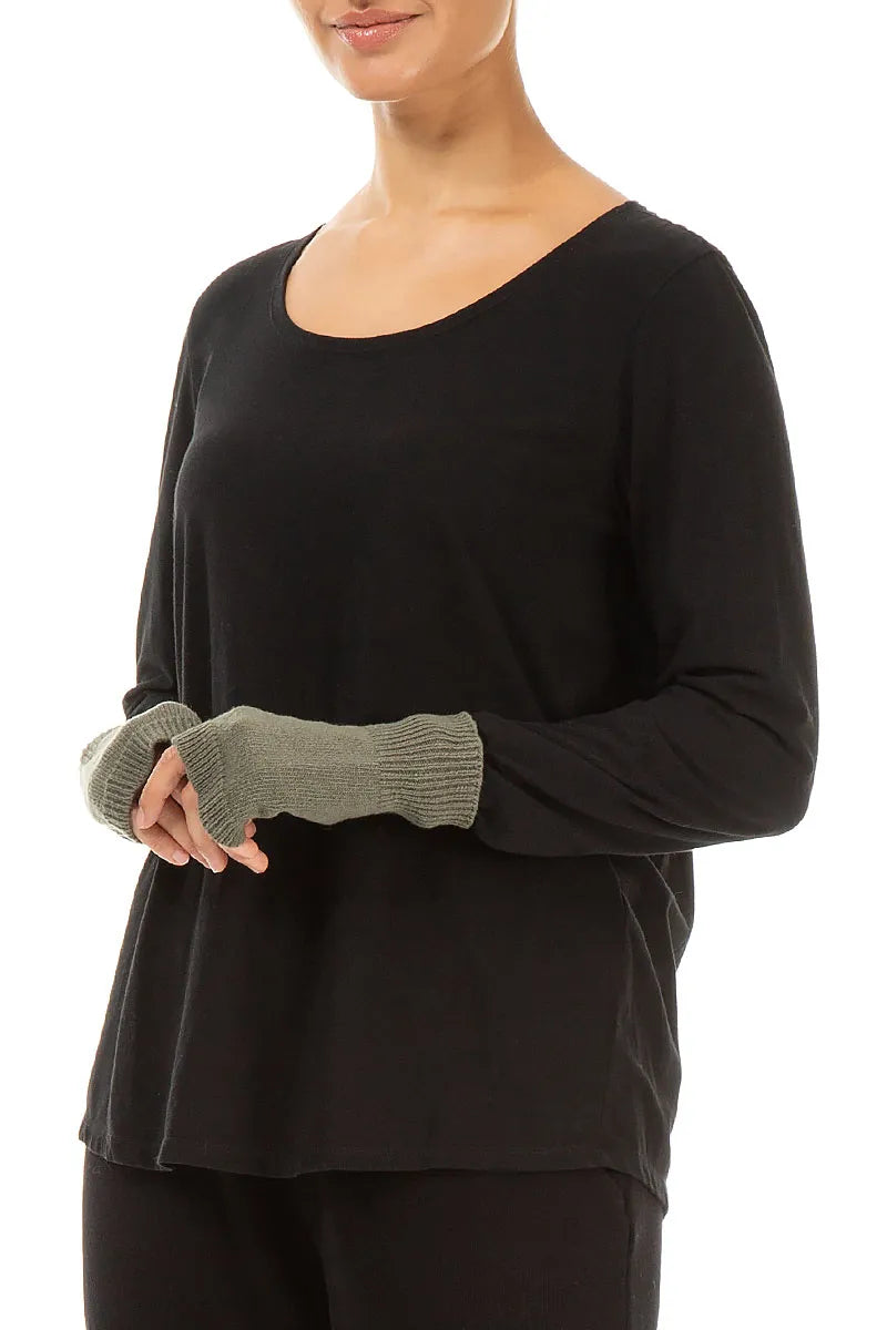 Manchettes en laine douce kaki