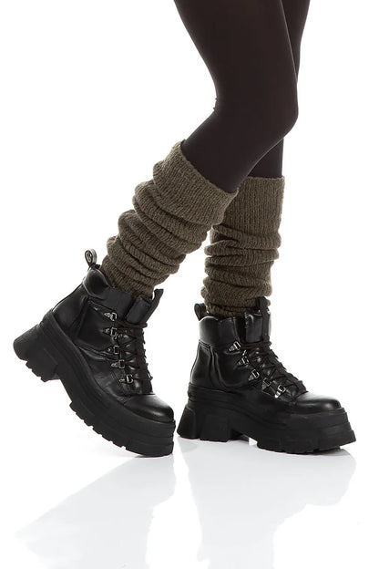 Khaki Wool Leg Warmers