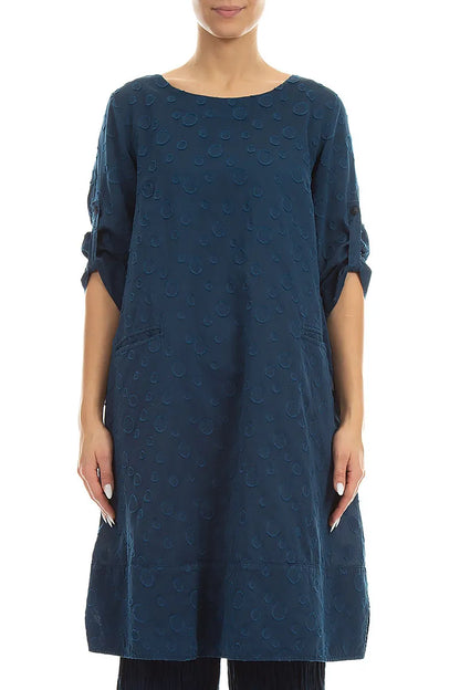 Knee Length Navy Bubbles Silk Cotton Tunic 1
