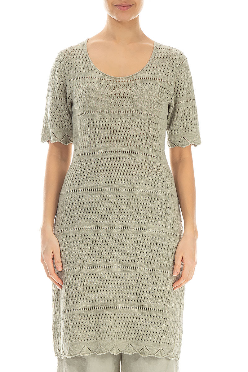 Knitted Laurel Green Linen Tunic Dress 1