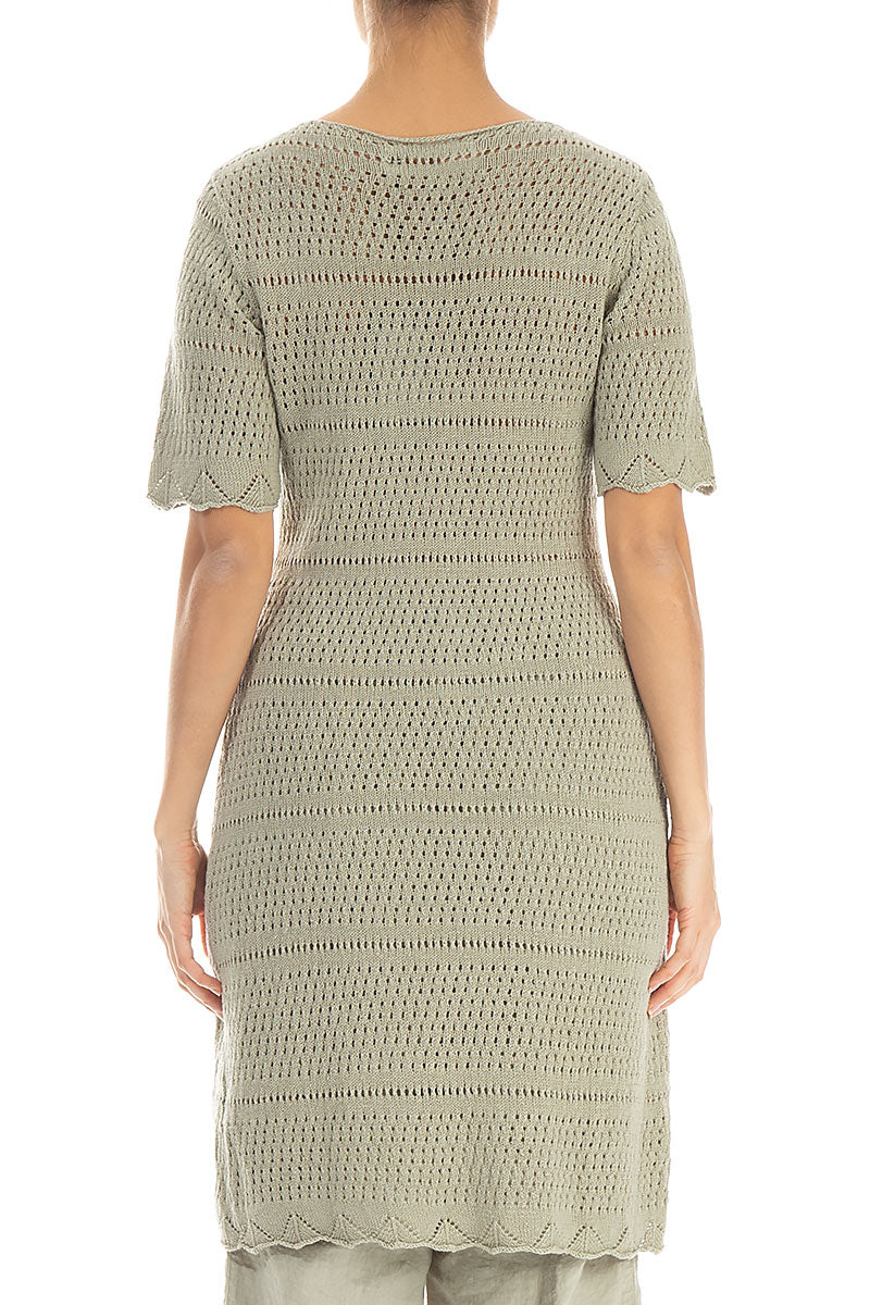 Knitted Laurel Green Linen Tunic Dress 2
