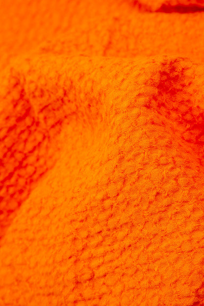 Asymmetric Closure Neon Orange Linen Jacket 5