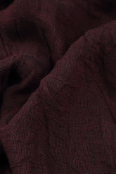 Flared V-Neck Dark Red Mélange Linen Dress 5