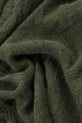 Side Buttons Olive Mélange Linen Dress 5