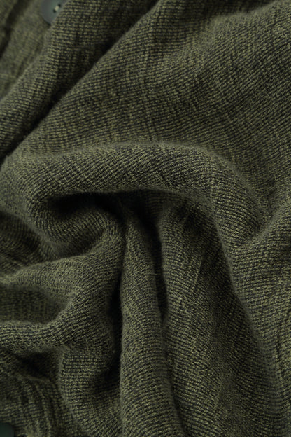 Side Buttons Olive Mélange Linen Dress 5