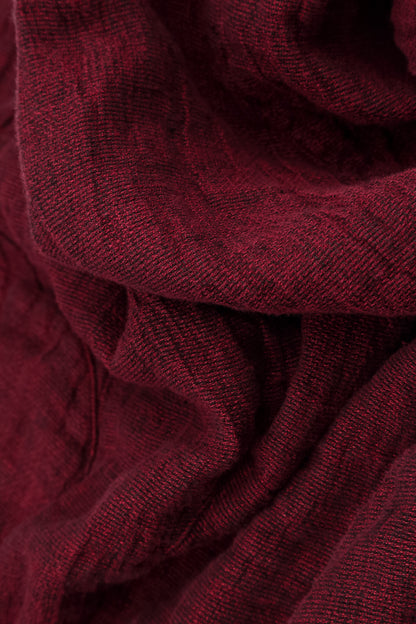 Ausgestelltes Midi-Kleid aus Leinenmischgewebe in Rubinrot-Mélange
