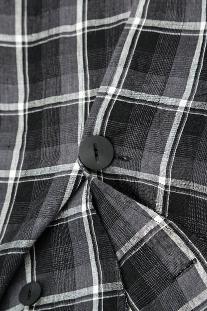 Checkered Dark Grey Linen Jacket 5