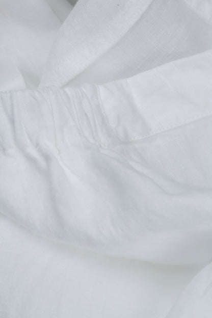 Flared Wide White Linen Trousers 5