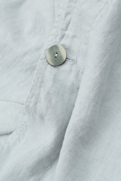 Single Button Silver Grey Linen Blazer Jacket