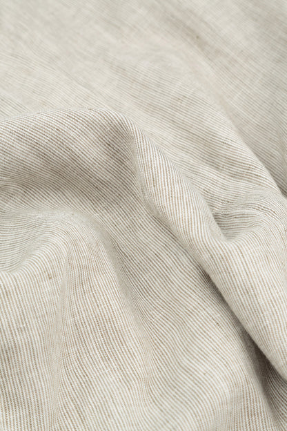 Straight Tie Up Striped Sand Linen Trousers 4