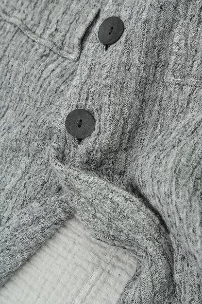 Flap Pocket Grey Textured Linen Jacket 5