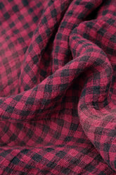 Frayed Edge Fuchsia Heritage Check Linen Jacket 5
