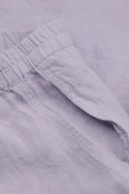 Straight Full Length Lavender Linen Trousers 5