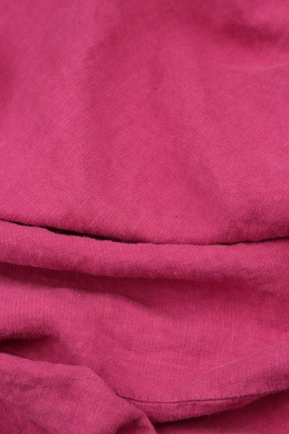Robe en lin fuchsia col en V à manches ballon