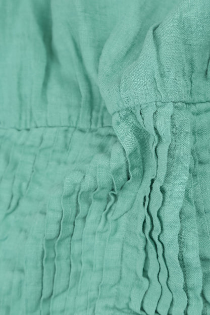 Sleeveless Mint Pintuck Linen Dress 6