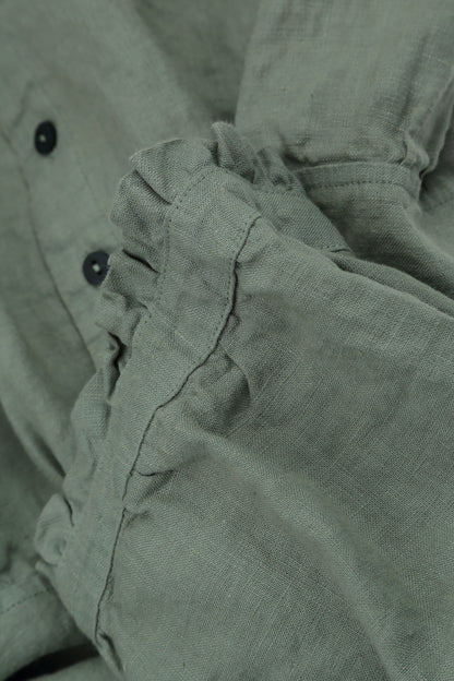 Soft Volume Sleeve Sage Linen Shirt 5