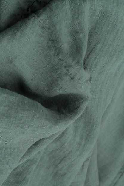 Ruffled Sage Gauze Linen Blouse