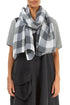 Large Check White Gauze Linen Scarf 1
