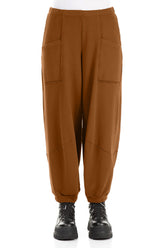 Large Pockets Aged Copper Cotton Trousers 1