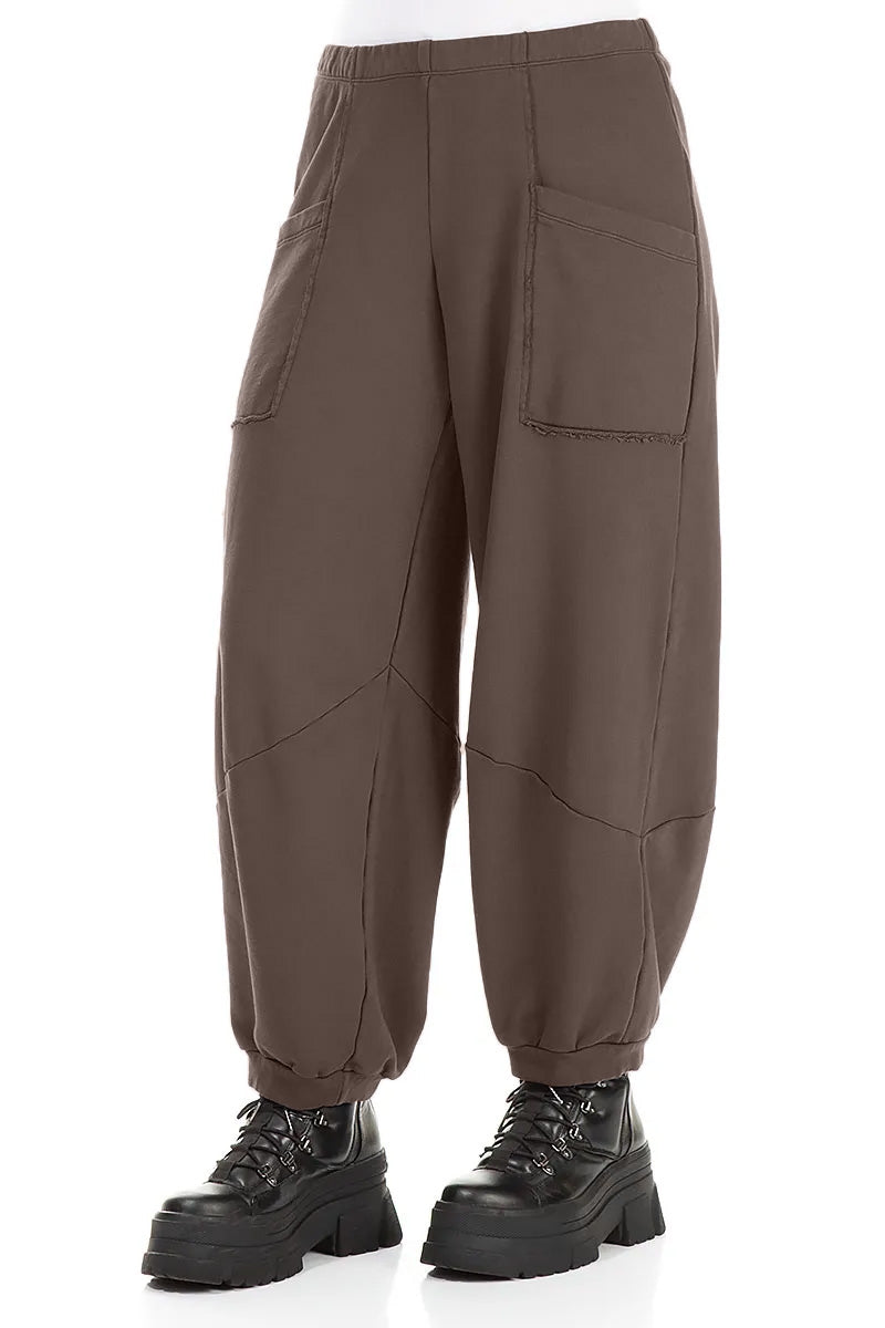 Large Pockets Forest Brown Cotton Trousers 3